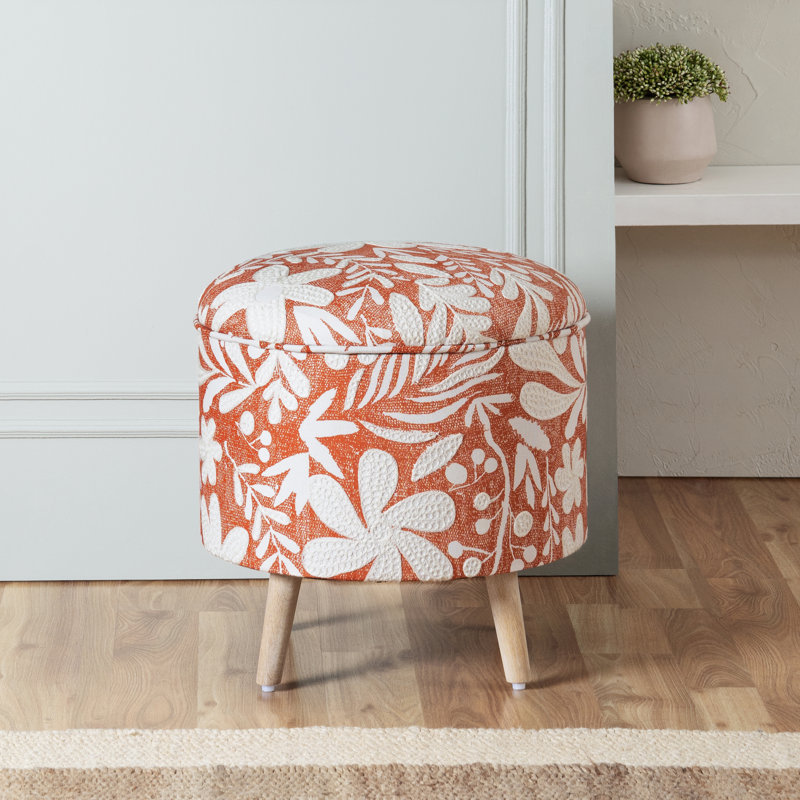 Repose-pieds rond avec rangement Artisan H 17 ", Brique