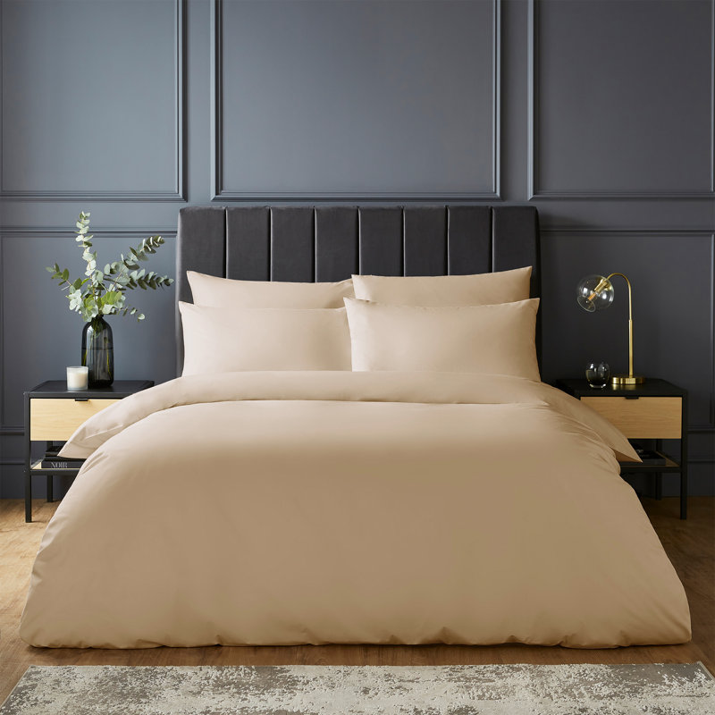 Silentnight Pure Cotton 200 TC Duvet Cover Set, Super King Duvet Cover + 2 Standard Pillowcases, Beige