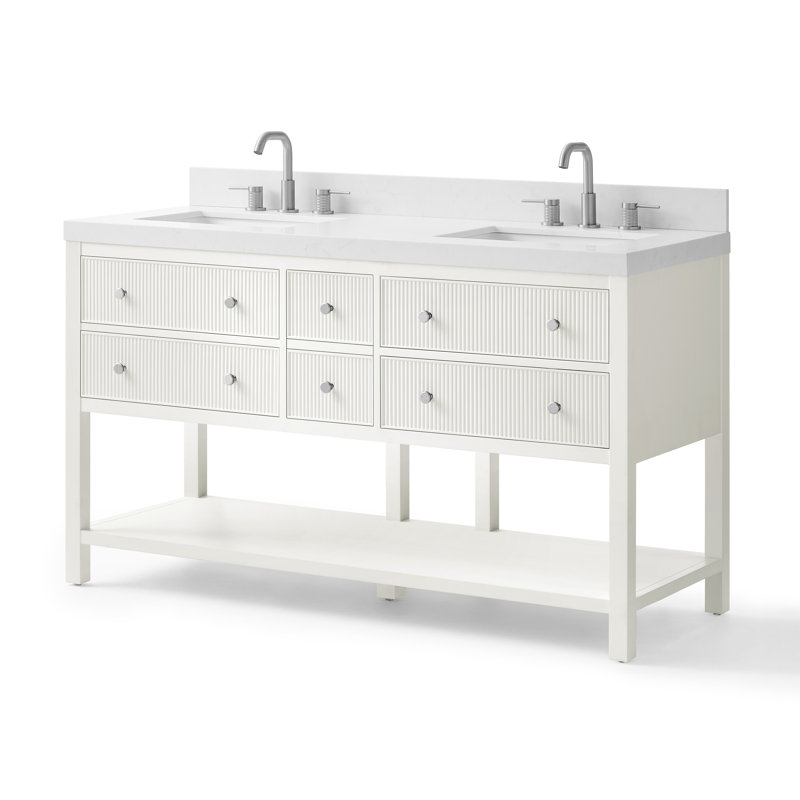  Rollins Bathroom Vanity, Blanc classique, 60"