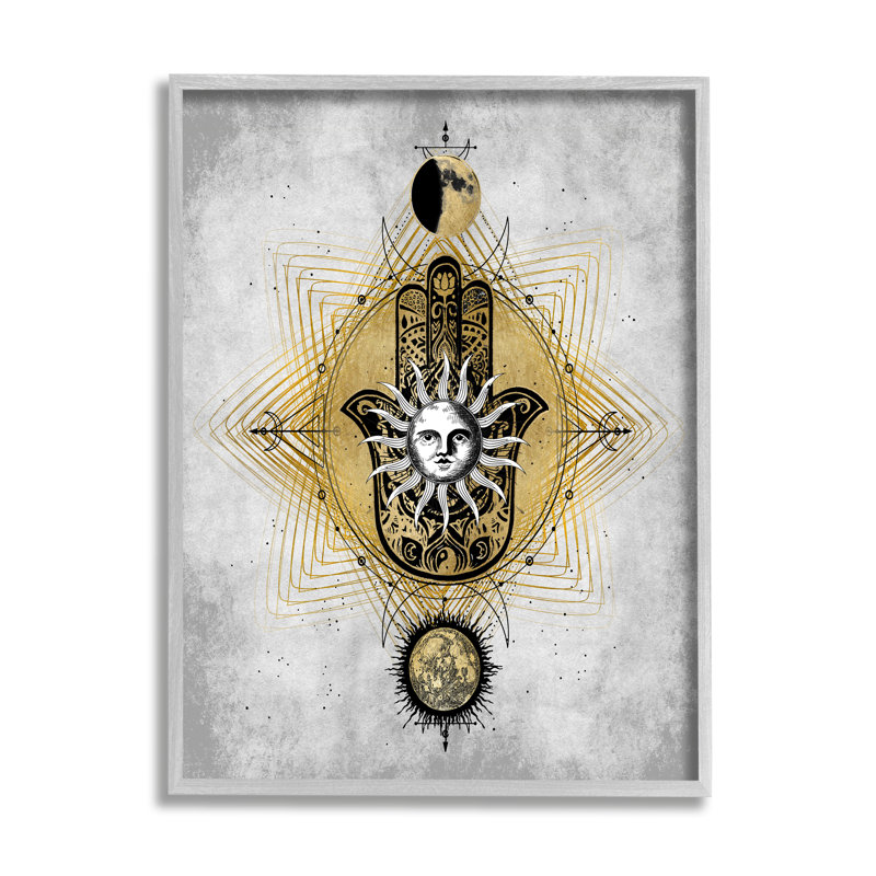 Symbole astrologique rétro de la géométrie Hamsa par Oliver Jeffries - impression, H 14 po x l 11 po