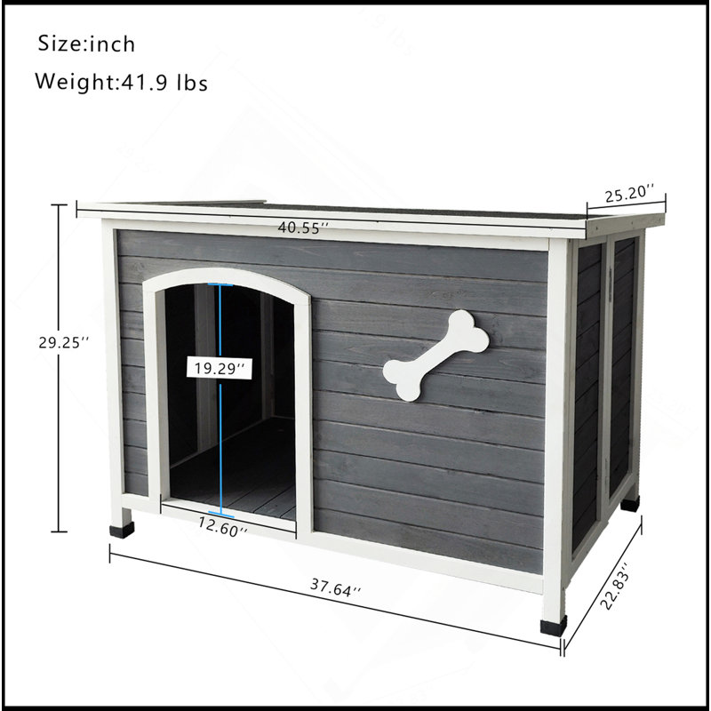 Grande niche pour chien en bois, cage extérieure imperméable, chenil coupe-vent et chaud facile à assembler