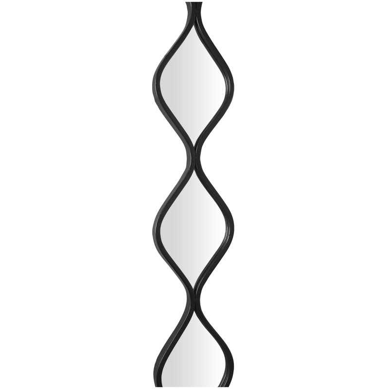 Metal Slim Stacked Chain 5 Layer Room Wall Mirror with Tear Drop Pattern and Foil Detailing, Black