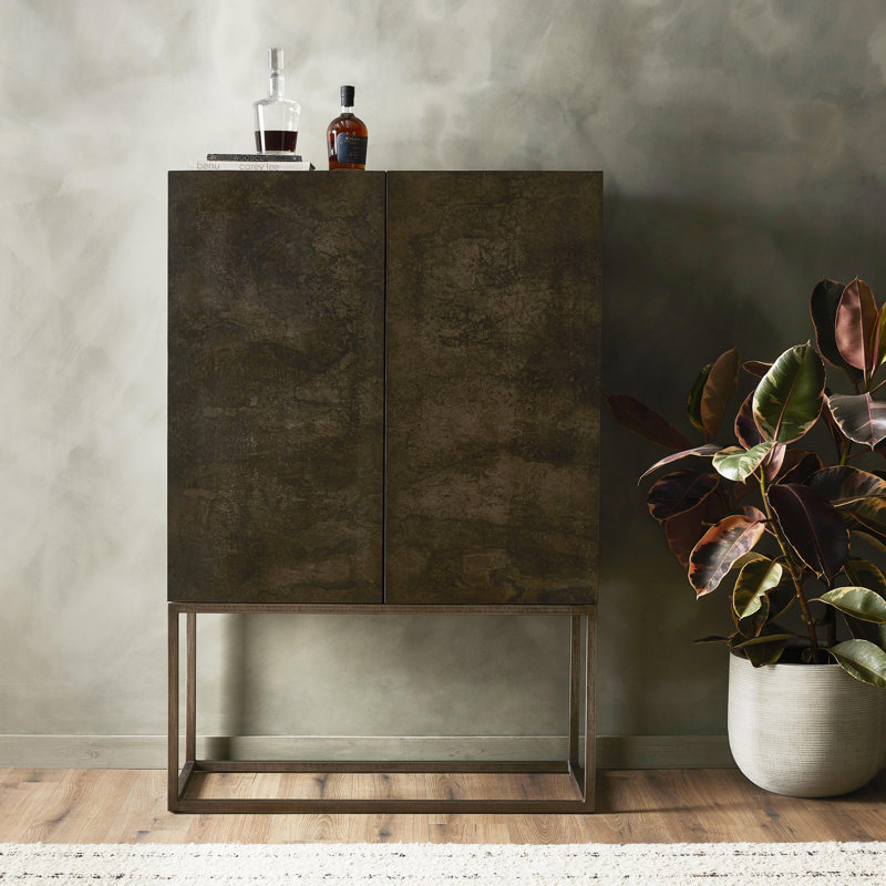 Roman Bar Cabinet, Antiqued Brass Aluminum