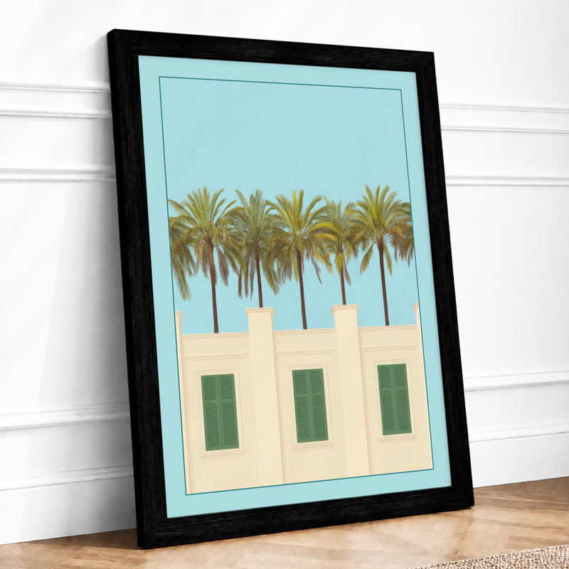 Palms And Modernism Modern - Print, A2 - 59.4 x 42.0 cm, Black