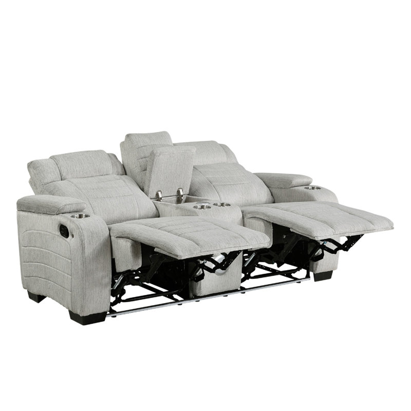 Causeuse inclinable manuelle avec centre Reny, base DEL, gris clair