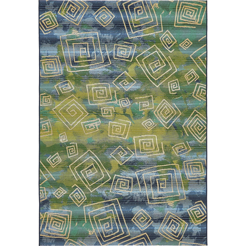 Dylan Washable Abstract Indoor / Outdoor Rug, Rectangle 5'3" x 8'