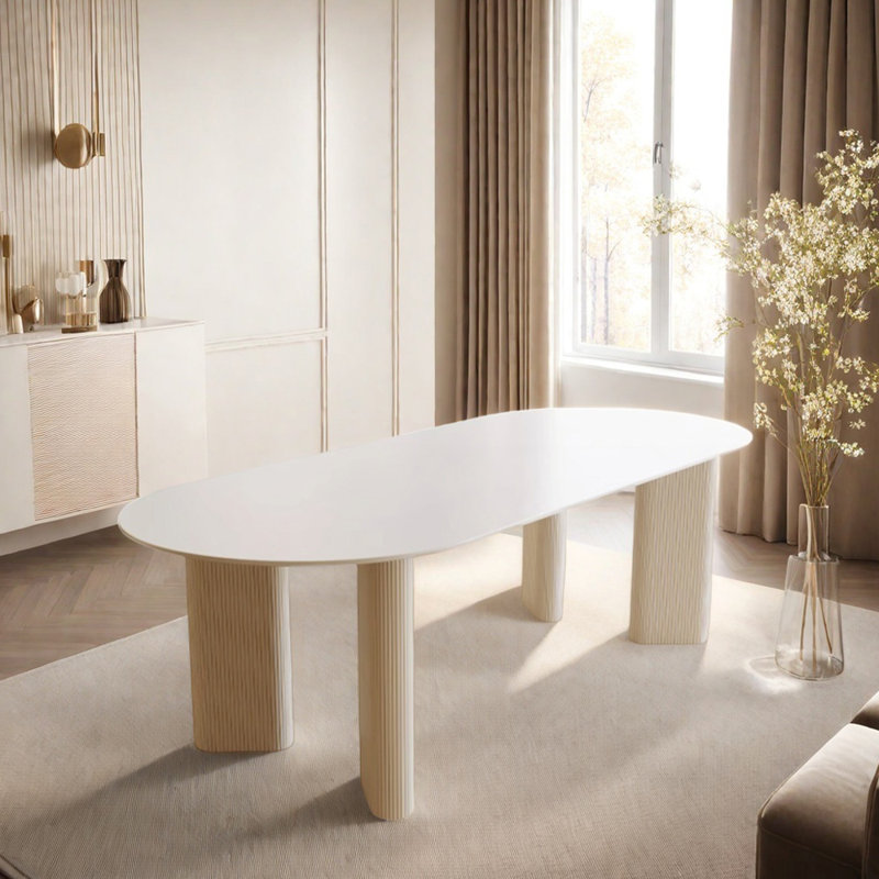 Table de salle à manger Durb, H 29,52 po x L 62,99 po x l 31,49 po, Blanc