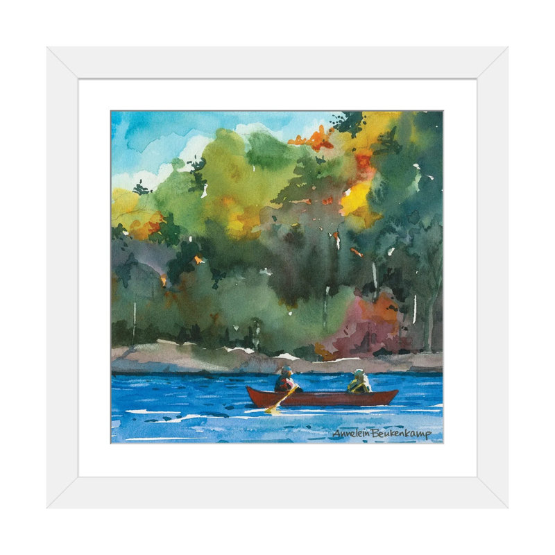 Tranquillity par Annelein Beukenkamp - peinture sur toile tendue, Blanc, Papier beaux-arts encadré blanc
