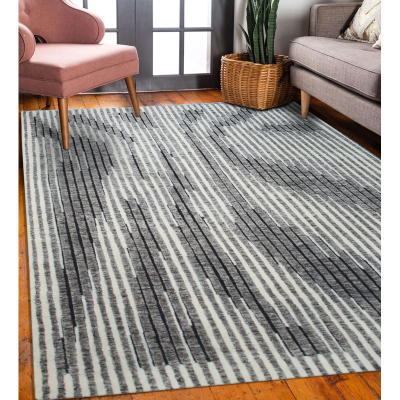 Tapis gris contemporain en laine noué à la main, Rectangle de 10 pi x 14 pi