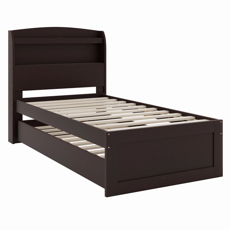Twin XL Size Platform Bed With Storage LED Headboard, Charging Station, Trundle And Drawers