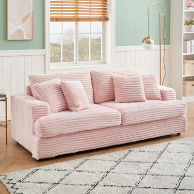Canapé en velours 3 places avec 4 coussins décoratifs Corduroy