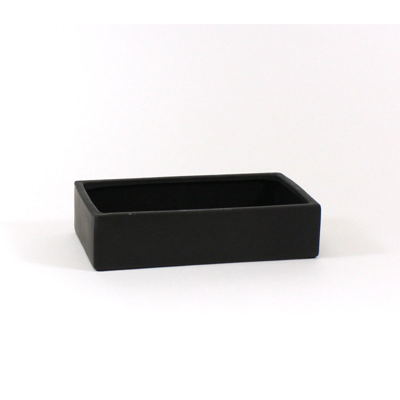 Vase de table rectangulaire long en céramique, Noir, H 3 po x l 12 po x p 7 po