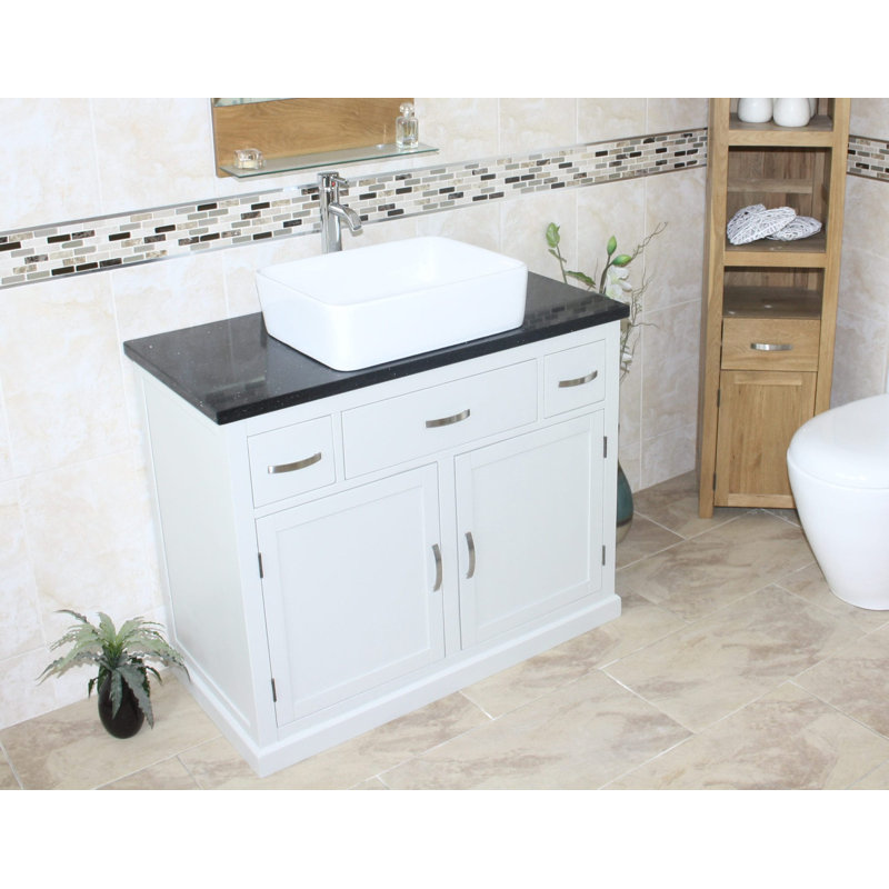 Roderick 1000mm Single Bathroom Vanity with Basin, Grey, Black Quartz