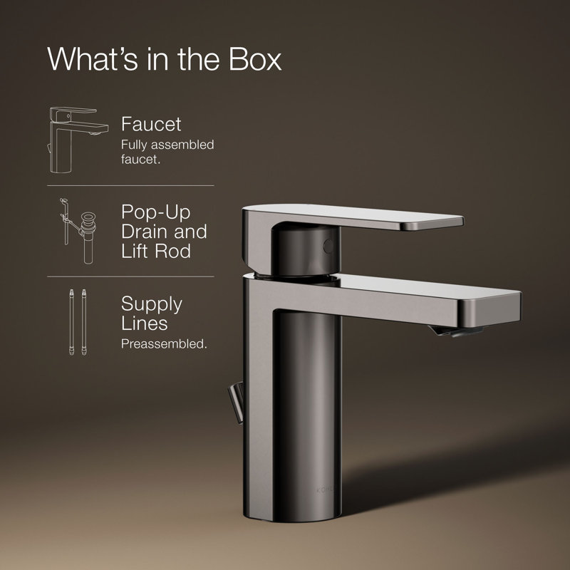 Parallel Single Hole Bathroom Faucet with Drain Assembly, Vibrant Titanium