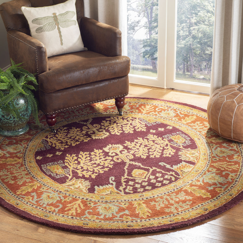 Tapis rouge en laine touffeté à la main Molter, Rond 6 pi