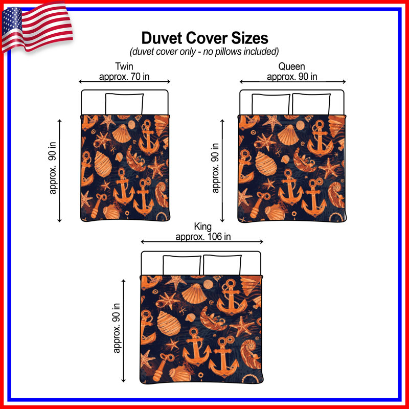 Housses de couette Nautical Anchors Shells, Grand lit