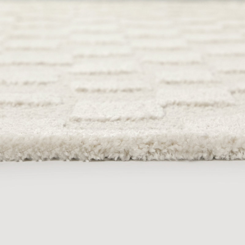 Bingham Cream Abstract Checkered Area Rug, Rectangle 5'3" x 7'