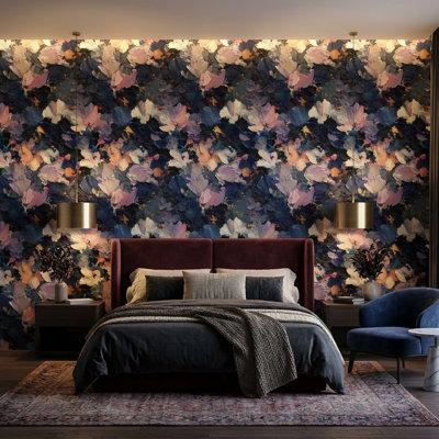 Papier peint abstrait à motif floral pelez et collez