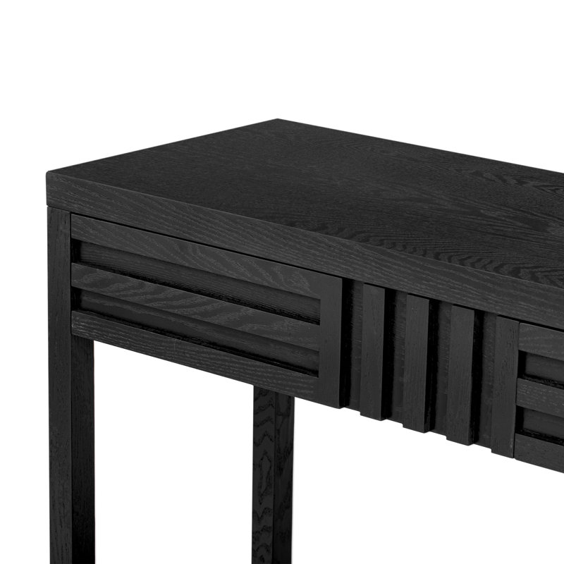 U_STYLE Modern Ash Veneer Console Table, Black