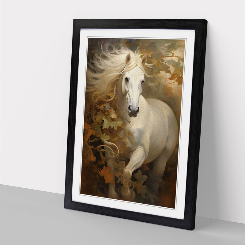 Horse Symbolism No.2 - Single Picture Frame Print on Wood, 64cm H x 46cm W x 2cm D, Black Framed