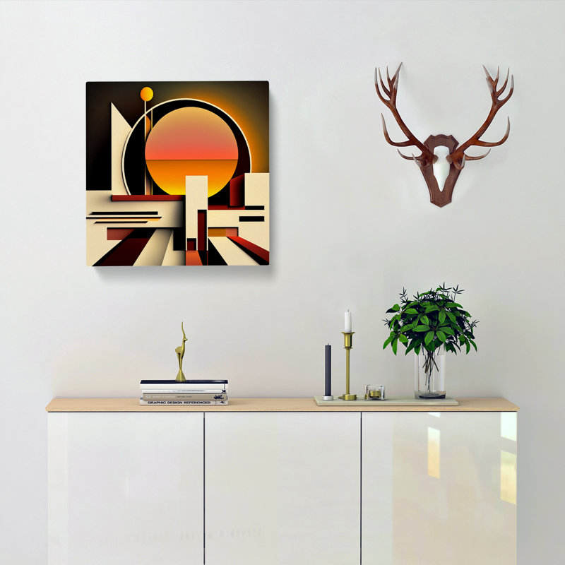 Art Deco Sunset Suprematism - Wrapped Canvas - Framed Print, 50cm H x 50cm W x 3cm D