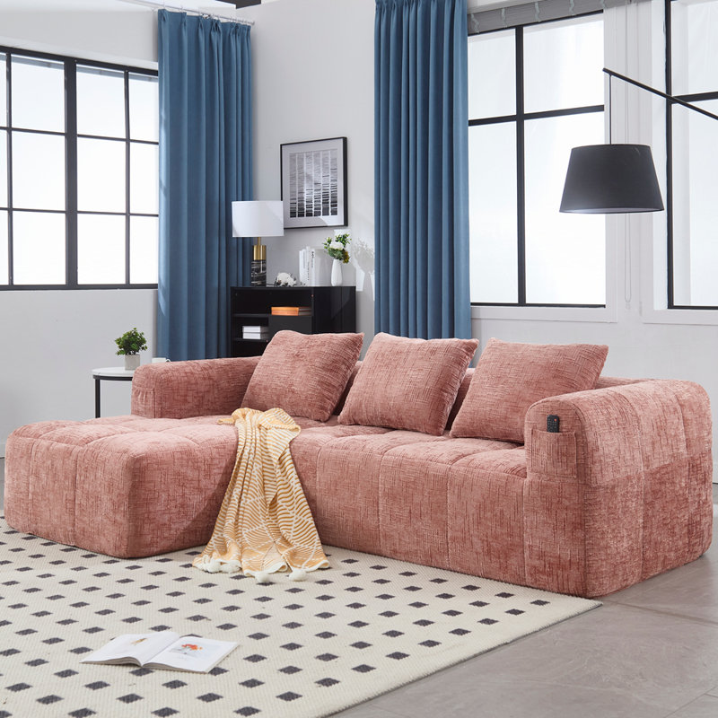 Canapé modulaire 2 pièces sans cadre, Rose