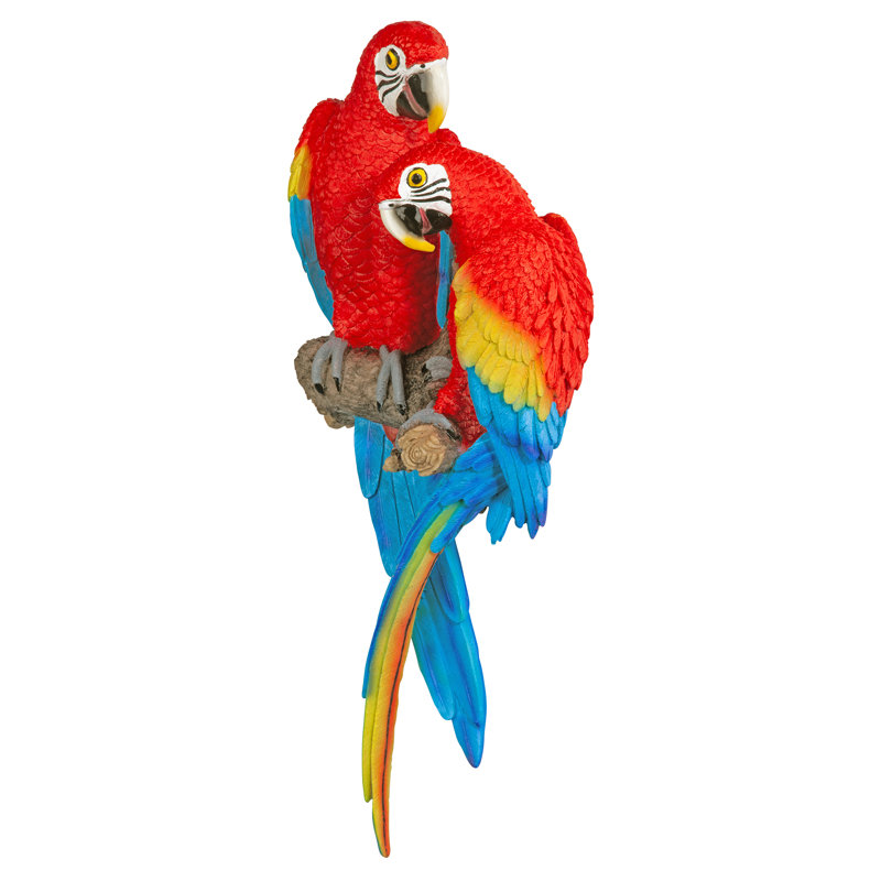 Scarlet Macaws Tropical Wall Sculpture