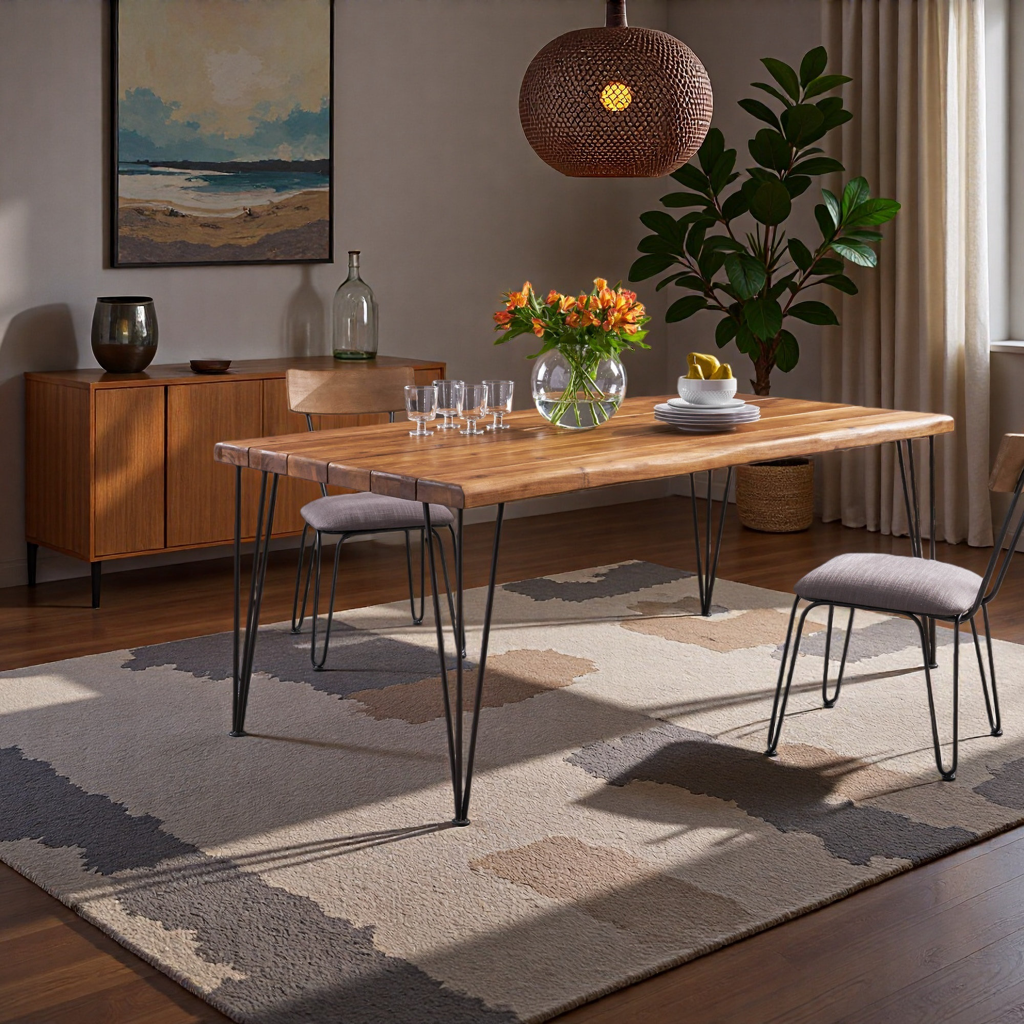 George Oliver INDUSTRIAL WOOD AND METAL RECTANGULAR DINING TABLE ...