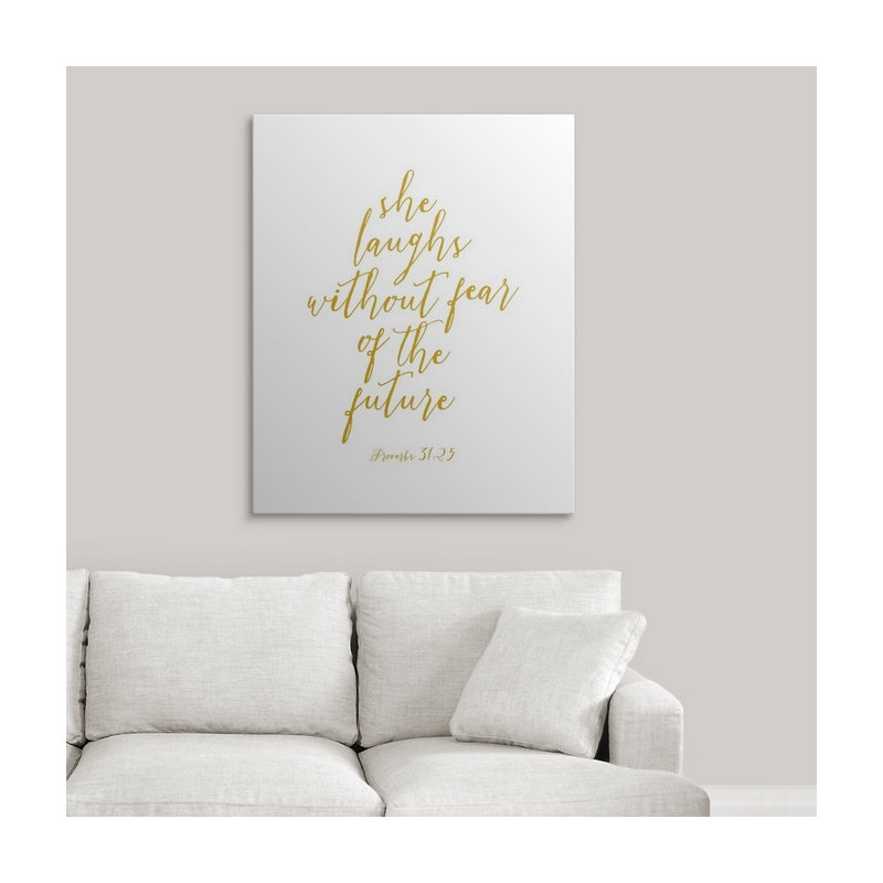 " Proverbs 31:25 - Scripture Art ", 30" H x 24" W x 1.5" D, Canvas