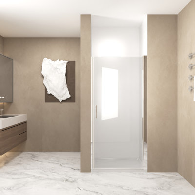 Porte de douche pivotante avec cadre en verre trempé et chrome