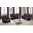 Mahawa Dark Brown Breathing Leather 3-Piece Reclining Living Room Set