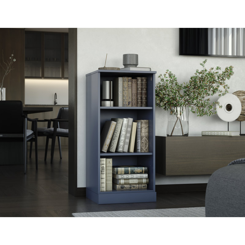 Palace Imports 100% Solid Wood 3-Shelf Bookcase, Adjustable Shelves, 16.5" Wide, 35.75" Tall, Antique Blue