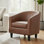 Fauteuil de baignoire contemporain en cuir végétalien avec accoudoirs hauts et coussin amovible Austin