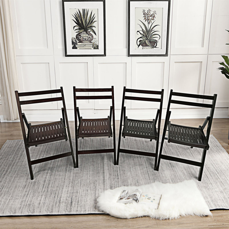 Ensemble de 4 chaises pliantes en bois, Espresso