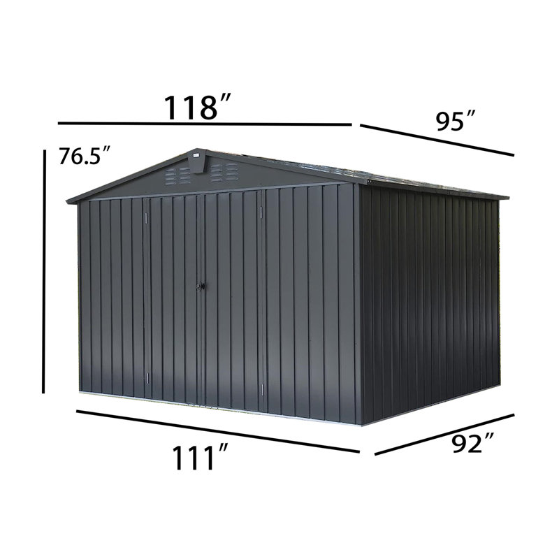 Remise de rangement en métal l 9 pi x P 7 pi