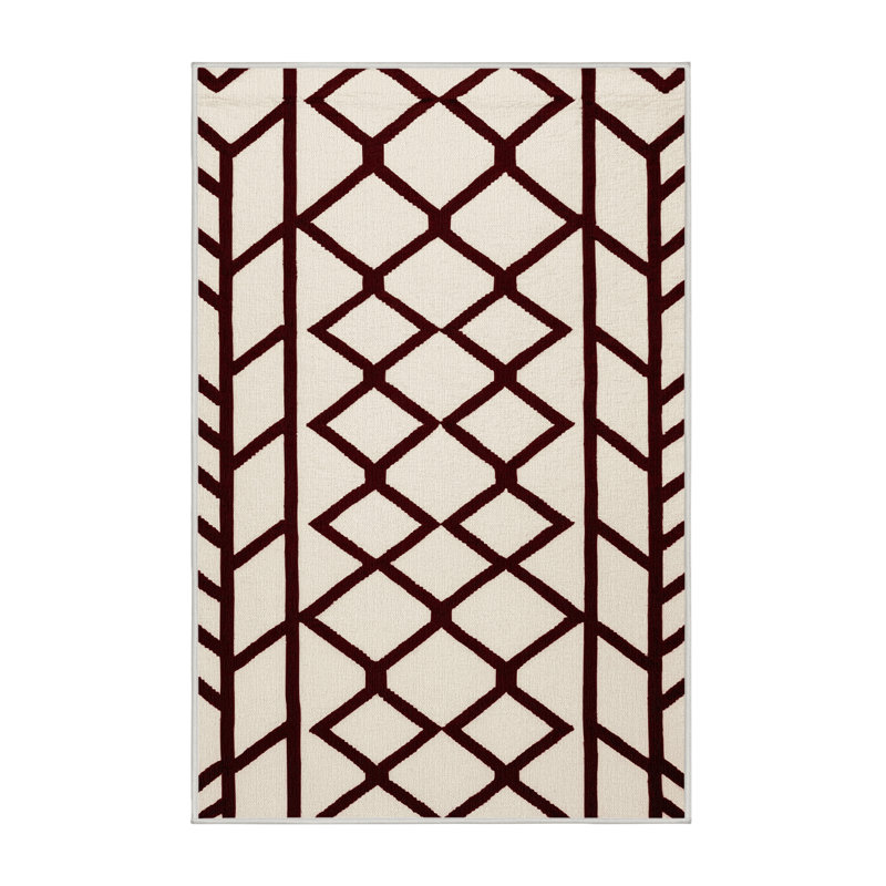 Tapis beige en treillis lavable à la machine, Rectangle 2 pi x 3 pi