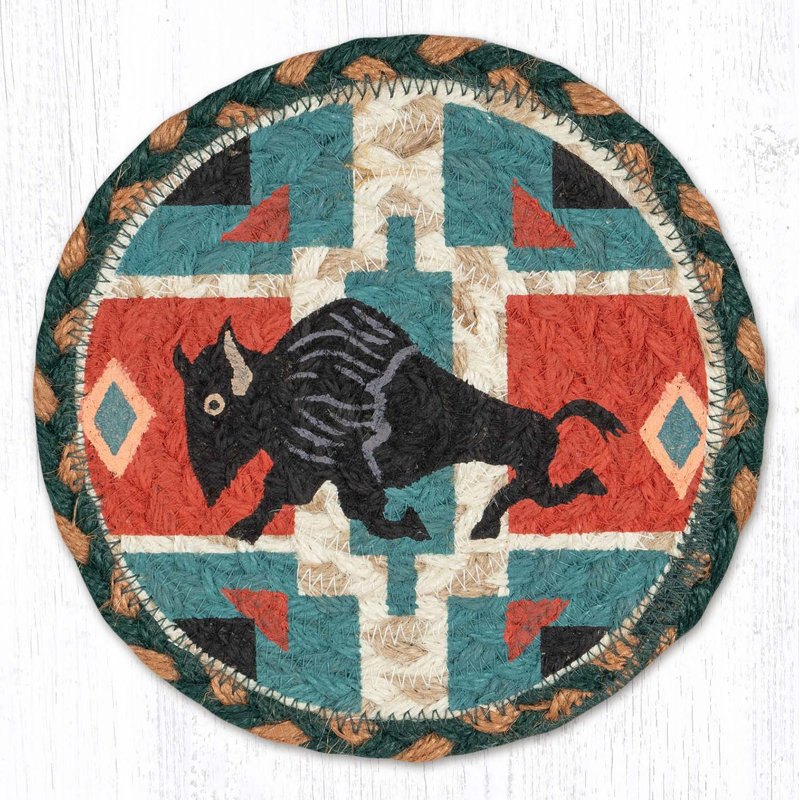  Grand sous-verre rond 7 pi x 7 po LC-865 Native American Buffalo