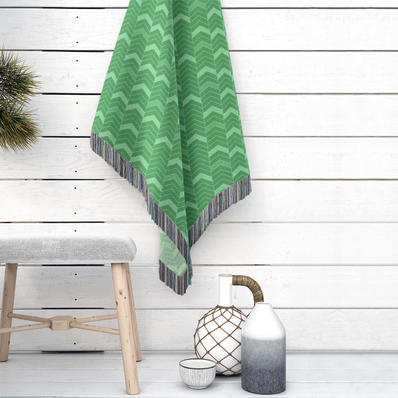 Couverture en coton tissé Rhonda, l 37 po x L 52 po, Vert foncé