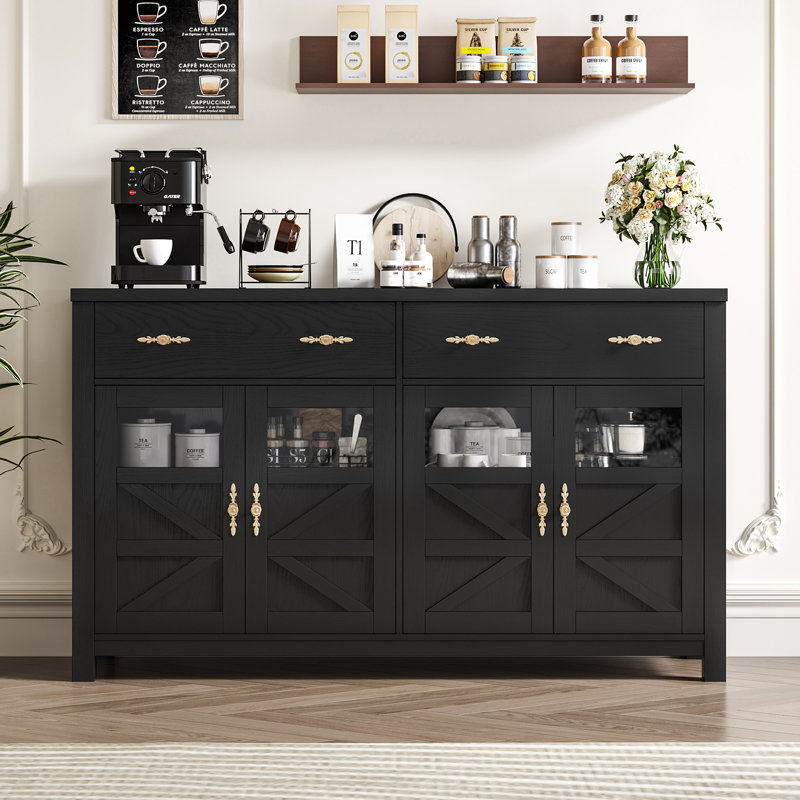 55.1" Nostrand 4 Door Accent Cabinet, Black