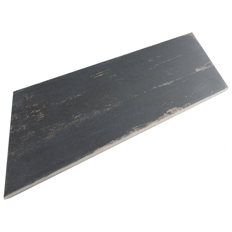 Retro Naveta 7" x 16" Porcelain Wall & Floor Tile, Negre