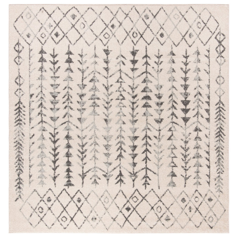 Tapis ivoire / gris Renninger Southwestern, Carré 5 pi