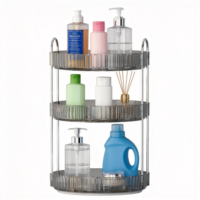 Organisateur de maquillage rotatif à 3 niveaux pour meuble-lavabo et salle de bain