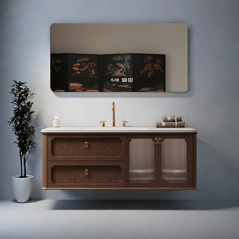Armoire de salle de bain Wabi-sabi, H 19,68 po x l 55,11 po x P 19,68 po