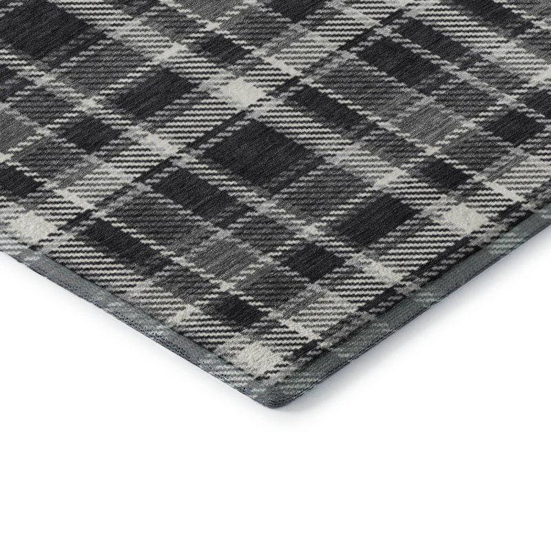 Premium Machine Washable Cerrito AMF563 Black Rug, Rectangle 8' x 10'
