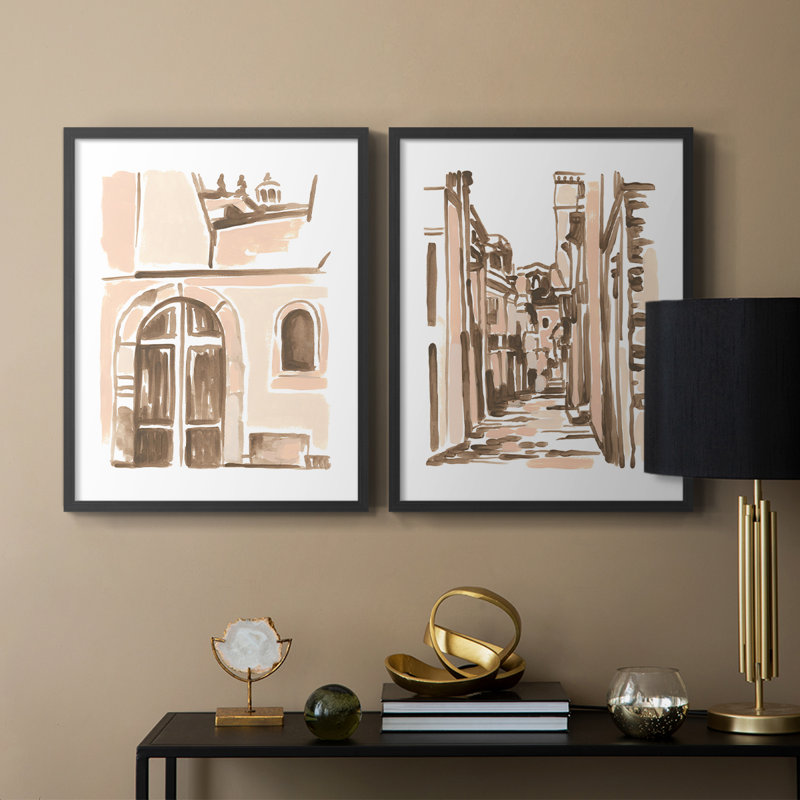 Blush Architecture Study V-Premium, impression encadrée - prête à être accrochée - aucun clou requis - aucun clou requis