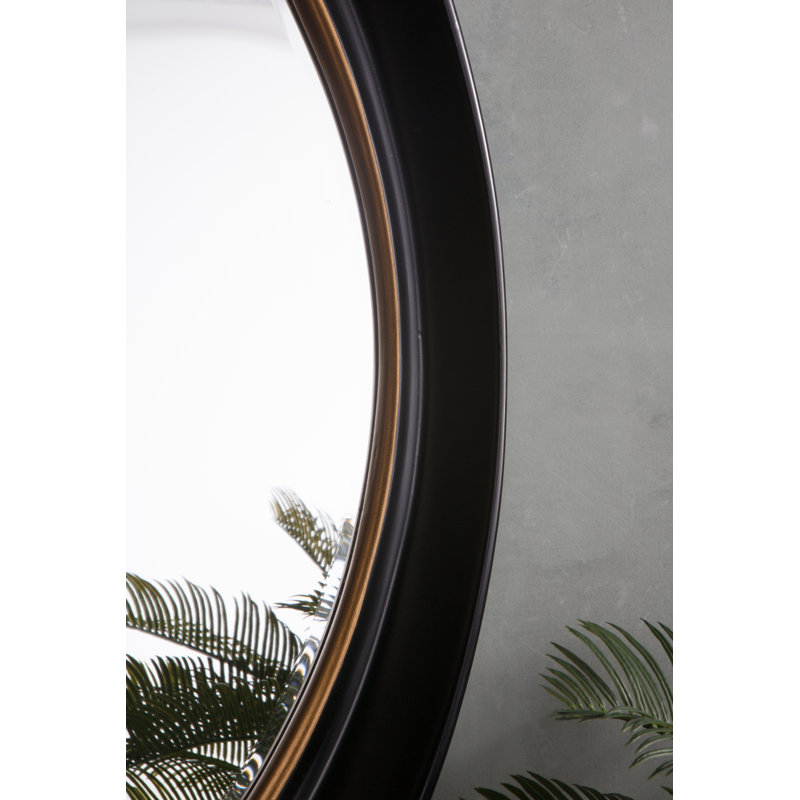 Hassan Metal Flat Wall Mirror, Black and Gold