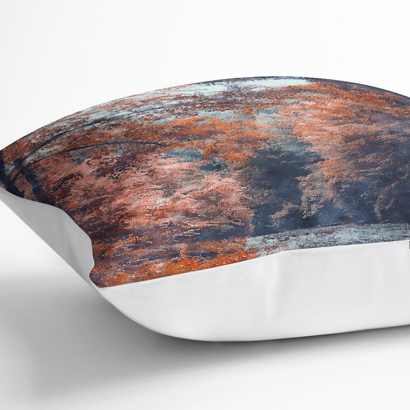 Stream Behind the Red Trees Cushion with Filling, 40cm H x 40cm W x 15cm D, White