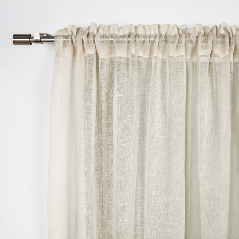 100% Pure Linen Lightweight Voile Sheer Rod Pocket Curtain (Single Panel), 52" W x 96" L, Oat Meal
