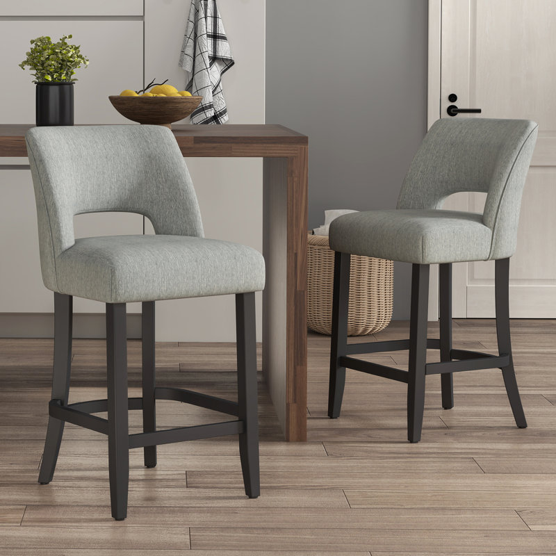 Tabouret de bar Bisto, Pieds noirs gris clair