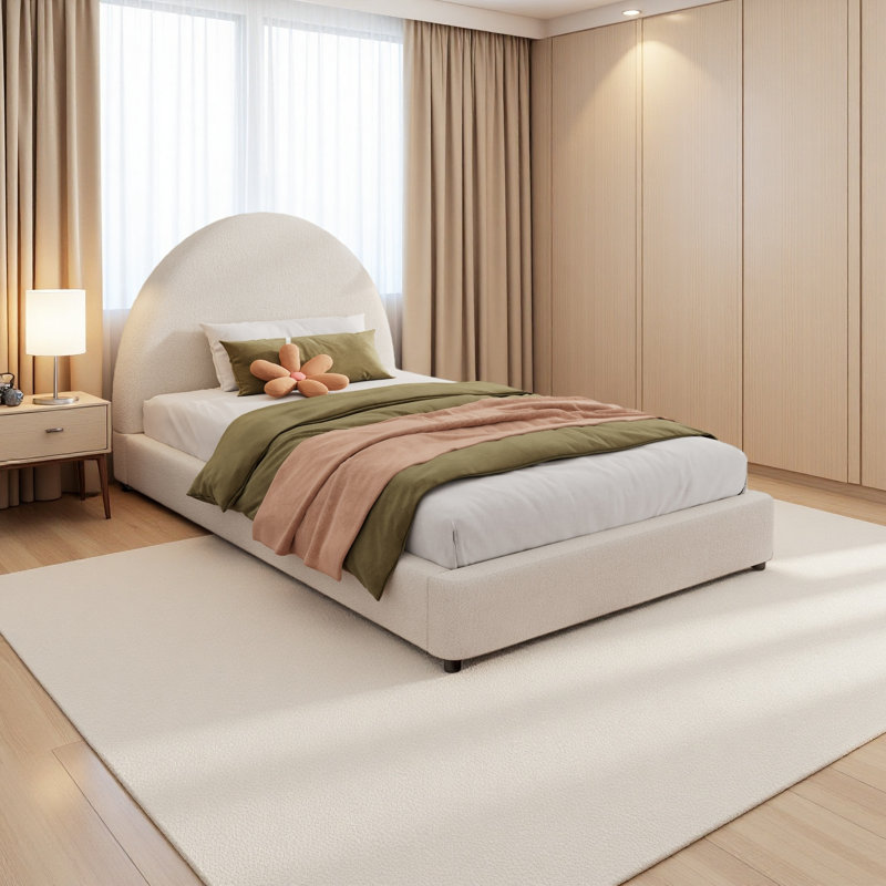 Bed Frame With Round Curved Headboard, Twin